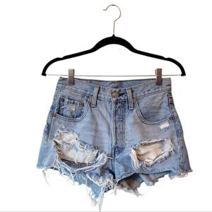 Levi's Medium Wash Button Fly Ultra Distressed 501 Shorts Size 26